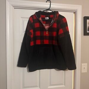 Pink Coconut Size M plaid Sherpa 1/2 zip Jacket